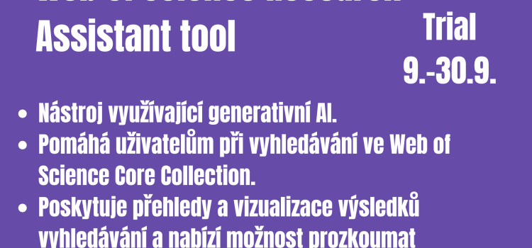 AI nástroj: Web of Science Research Assistant tool do 30.09.2024.